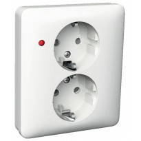 Pistorasia 2-osainen UPJ 2X LED valkoinen Exxact