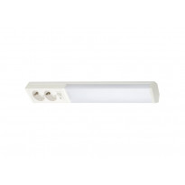 LED-työpistevalaisin Airam Handy 450, 5W/830/840, 450x74mm, 2-osainen pistorasia+kytkin, IP21, valkoinen/opaali
