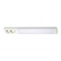 LED-työpistevalaisin Airam Handy 550, 8W/830/840, 550x74mm, 2-osainen pistorasia+kytkin, IP21, valkoinen/opaali