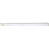 LED-työpistevalaisin Airam Handy 1100, 14W/830/840, 1100x74mm, 2-osainen pistorasia+kytkin, IP21, valkoinen/opaali