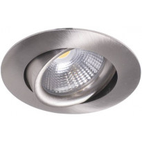 LED-alasvalo Airam Compact, Ø80x39mm, IP44, 5W/840, himmennettävä, suunnattava, satiini nikkeli