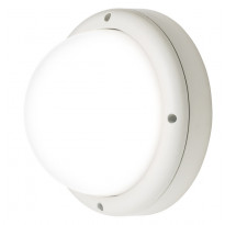 LED-ulkoseinävalaisin Airam Cestus Round, max 100W, E27, Ø261x140mm, IP65, valkoinen/opaali