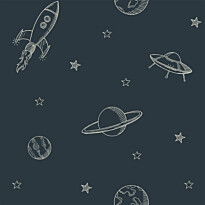 Tapetti Esta To The Moon And Back 139422, non-woven, mustavalkoinen