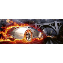 Kuvatapetti Dimex Car In Flames, 375x150cm, oranssi