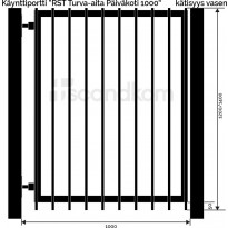 Käyntiportti Scandkom Turva-aita Päiväkoti 1200x1000mm, rst