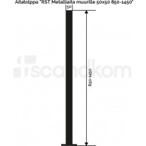 Aitatolppa Scandkom muurille, 50x50x1250mm, rst