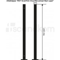 Aitatolppakulma Scandkom ScanFen muurille, 50x50x1050mm, rst