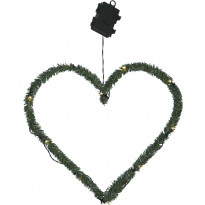 LED-kranssi Star Trading Line Heart, 380x400x2mm, vihreä