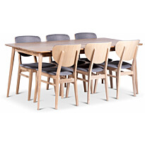 Ruokailuryhmä Stenexpo 180x90cm Odense-pöytä + 6 Fårö-tuolia jatkettava valkoöljytty tammi