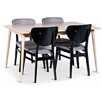 Ruokailuryhmä Stenexpo 140x90cm Odense-pöytä + 4 Borgholm-tuolia jatkettava tammi/saarni