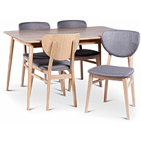 Ruokailuryhmä Stenexpo 140x90cm Odense-pöytä + 4 Fårö-tuolia jatkettava valkoöljytty tammi
