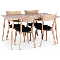 Ruokailuryhmä Stenexpo 140x90cm Odense-pöytä + 4 Eksjö-tuolia jatkettava valkoöljytty tammi