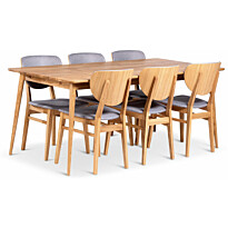 Ruokailuryhmä Stenexpo 180x90cm Alborg-pöytä + 6 Tjörn-tuolia jatkettava tammi