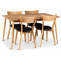 Ruokailuryhmä Stenexpo 140x90cm Alborg-pöytä + 4 Växjö-tuolia jatkettava tammi