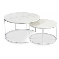 Sarjapöytä Stenexpo Lormont Ø80x45cm + Ø60x35cm marmori/metalli valkoinen