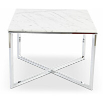 Sohvapöytä Stenexpo Rimini 70x70x52cm marmori/metalli valkoinen
