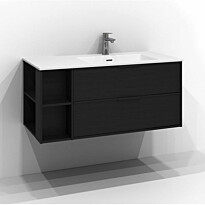 Allaskaappi Svedbergs Epos Relief, 100x45 cm, oikea, 2 laatikkoa, musta saarni