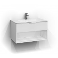 Allaskaappi Svedbergs Epos Relief, 80x45cm, valkoinen, 1 ltk, avohylly, integroitu vedin