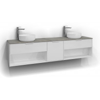 Allaskaappi Svedbergs Epos Relief, 200x45cm, valkoinen, 1+1+1 ltk, avohylly, integroitu vedin