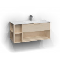 Allaskaappi Svedbergs Epos Relief, 100x45cm, vaalea saarni, 1 ltk, avohylly, integroitu vedin, oikea