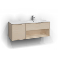 Allaskaappi Svedbergs Epos Relief, 120x45cm, vaalea saarni, 1+1 ltk, avohylly, integroitu vedin, oikea