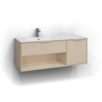 Allaskaappi Svedbergs Epos Relief, 120x45cm, vaalea saarni, 1+1 ltk, avohylly, integroitu vedin, vasen