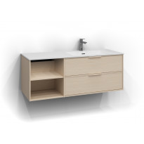 Allaskaappi Svedbergs Epos Relief, 120x45cm, vaalea saarni, 2+0 ltk, avohylly, integroitu vedin, oikea