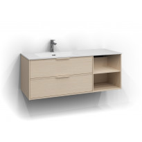 Allaskaappi Svedbergs Epos Relief, 120x45cm, vaalea saarni, 2+0 ltk, avohylly, integroitu vedin, vasen