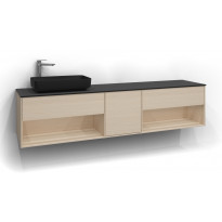 Allaskaappi Svedbergs Epos Sileä, 200x45cm, vaalea saarni, 1+1+1 ltk, avohylly, push open