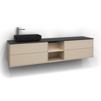 Allaskaappi Svedbergs Epos Sileä, 200x45cm, vaalea saarni, 2+0+2 ltk, avohylly, push open