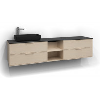 Allaskaappi Svedbergs Epos Relief, 200x45cm, vaalea saarni, 2+0+2 ltk, avohylly, integroitu vedin