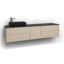 Allaskaappi Svedbergs Epos Sileä, 200x45cm, vaalea saarni, 2+1+2 ltk, push open