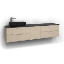 Allaskaappi Svedbergs Epos Relief, 200x45cm, vaalea saarni, 2+1+2 ltk, integroitu vedin