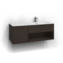 Allaskaappi Svedbergs Epos Relief, 120x45cm, tumma saarni, 1+1 ltk, avohylly, integroitu vedin, oikea