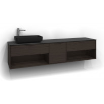 Allaskaappi Svedbergs Epos Relief, 200x45cm, tumma saarni, 1+1+1 ltk, avohylly, integroitu vedin