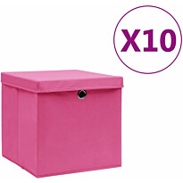 Säilytyslaatikot kansilla 10 kpl 28x28x28 cm pinkki
