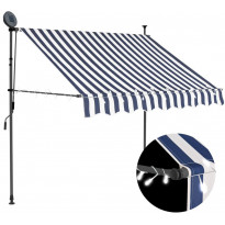 Sisäänkelattava markiisi ledillä 150 cm sininen ja valkoinen