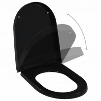 WC-istuimen kansi soft-close musta, pikakiinnityksellä, asennusreikiin Ø15 mm