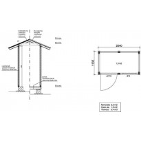 Elementtivarasto Aarni E2, 2040x1140mm, 2.33m², puuvalmis