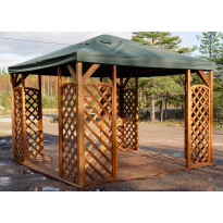 Paviljonki Lux A115R 300x300 cm + peite ruskea/vihreä