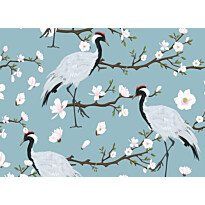 Kuvatapetti A.S. Creation Designwalls Japanese Cranes, 350x255cm, sininen