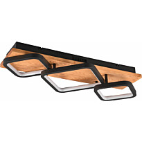LED-kattovalaisin Trio Rama, 3-os, mattamusta/puu