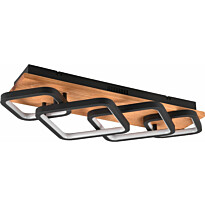 LED-kattovalaisin Trio Rama, 4-os, mattamusta/puu
