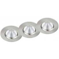 LED-alasvalosarja Trio Zagros, ø85x54mm, IP65, harjattu teräs, 3 kpl/pkt