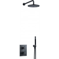 Sadesuihkusetti Tapwell BOX7268 ED2 Matte Black, termostaattihanalla, suihkupää ⌀250mm, vettä säästävä, piiloasennus, matta musta