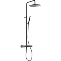 Sadesuihkusetti Tapwell TVM7200 Brushed Black Chrome, termostaattihanalla, suihkupää ⌀250mm, harjattu musta