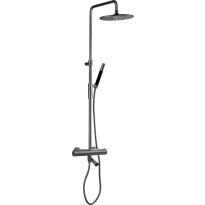 Sadesuihkusetti Tapwell TVM2200 Brushed Black Chrome, termostaattihanalla, suihkupää ⌀250mm, juoksuputkella, harjattu musta