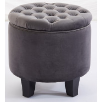 Säilytysrahi Chic Home, Ø42cm, samettiverhoilu, harmaa