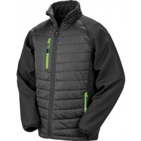 Unisex topattu softshell-takki Result Compass, musta/lime