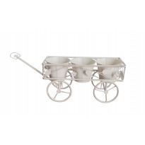 Kukkateline kolmelle ruukulle Chic Garden Kärryt, 24x58x17cm, valkoinen